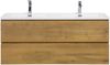 Badplaats Badmöbel Set mit Waschbecken und Unterschrank Angela 120 x 48 cm Eiche - Waschbeckenunterschrank mit Soft-Close und Doppelwaschbecken, Vorgemontiert Bild 4