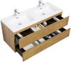 Badplaats Badmöbel Set mit Waschbecken und Unterschrank Angela 120 x 48 cm Eiche - Waschbeckenunterschrank mit Soft-Close und Doppelwaschbecken, Vorgemontiert Bild 2