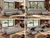 U-förmige Ecksofa, XXL Universalecke mit losen Kissen zum Wohnzimmer, Bettkästen und Schlaffunktion, schwarze Metallbeine - AXEL U - Beige Stoff Bild 2