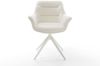 Drehstuhl Kaira-Flex Bouclé Soft Beige Kreuzgestell breit Weiß 360° drehbar Wippfunktion Bild 2