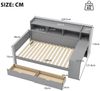TavilaEcon Einzelbett mit Steckdose, USB-Anschluss, 2 Schubladen und Schreibtisch, ohne Matratze, Spanplatte, 90 x 200 cm, grau Bild 3