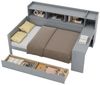 TavilaEcon Einzelbett mit Steckdose, USB-Anschluss, 2 Schubladen und Schreibtisch, ohne Matratze, Spanplatte, 90 x 200 cm, grau Bild 4
