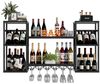 TWSOUL Weinregal Modernes Wand-Weinregal aus Metall mit 3 Ebenen und Glashalter, Modernes Weinregal für Küche, Hausbar & Esszimmer, Schwarz Bild 1