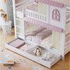 STILVORA Etagenbett 90x200 mit Schubladen&Matratze,Kinderbett Begestell mit Regale&Zäunen (Etagenbett Kinderbett Weiß & Rosa mit Fenster, Vorhängen, Fallschutzgitter & Offenem Regal - Mit Zwei Schubladen, Sicherer Zugang und Reichlich Stauraum, 90x200c... Bild 2
