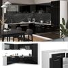 Eckküche R-Line Schwarz Hochglanz/Weiß 287 x 46 cm ohne Arbeitsplatte Vicco Bild 2