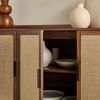 Calicosy 'JETSON' Buffet mit 3 Türen, Dekor Nussbaum und Stofffronten, L140 cm - Dunkles Holz Bild 5
