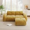 2-Sitzer Sofa 204×171×76 cm aus Chenille rahmenlos modular mit Hockern, gelb Bild 2