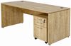 Furni24 Schreibtisch fürs Arbeitszimmer und Home Office - Großer laminierter Computertisch aus Holz, 2 Kabeldurchlässe, Bodengleiter, 2-Personen-Arbeitsplatz (Saphir-Eiche, 160 x 80 x 75 cm) Bild 4