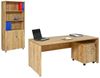 Furni24 Schreibtisch fürs Arbeitszimmer und Home Office - Großer laminierter Computertisch aus Holz, 2 Kabeldurchlässe, Bodengleiter, 2-Personen-Arbeitsplatz (Saphir-Eiche, 160 x 80 x 75 cm) Bild 2