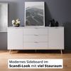 KHG Sideboard 2-türig mit Einlegeboden 3 Schubladen Scandi, Kommode aus Holzwerkstoff weiß foliert für Wohnzimmer und Esszimmer, 180 x 87 x 40 cm (B/H/T) Bild 2