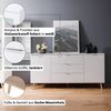 KHG Sideboard 2-türig mit Einlegeboden 3 Schubladen Scandi, Kommode aus Holzwerkstoff weiß foliert für Wohnzimmer und Esszimmer, 180 x 87 x 40 cm (B/H/T) Bild 5