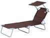 Outsunny Gartenliege Strandliege klappbar mit Sonnenschutz Braun 187 x 58 x 36 cm, Liege, 1 St, Sonnenliege, Durchgehend Bild 4