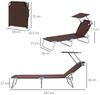 Outsunny Gartenliege Strandliege klappbar mit Sonnenschutz Braun 187 x 58 x 36 cm, Liege, 1 St, Sonnenliege, Durchgehend Bild 2