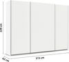 rauch Quadra, Kleiderschrank, Schiebetürenschrank, 3-türig, mit 4 Kleiderstangen und 8 Einlegeböden, Farbe Weiß, BxHxT 315x229x62cm Bild 4