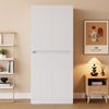 Kleiderschrank 70x40x170 cm in Weiß mit Doppeltür und praktischem Staufach Bild 3