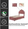 Celya Polsterbett Kinderbett, Bettrahmen mit geblümtem Kopfteil (Ohne Matratze, Mädchenbett-Gästebett aus hautfreundlichem Samtstoff), mit 2 Ablagefächern und Lattenrost Bild 3