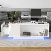 Couchtisch mit hydraulischem Hubtisch, verstecktem Stauraum, 1 Schublade, LED-Bluetooth-Lichtstreifen, Hochglanz-Design Bild 4
