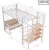 Etagenbett (90 x 200 ) mit stabilem Metallrahmen, Hochbett mit abnehmbarem Polstersofa, Stauraum und Sicherheitstreppe. Geeignet für Kinder, Jugendliche und Erwachsene Weiß Bild 5