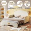 (Mit Matratze) Doppelbett in Bärenform, Polsterbett, Kinderbett, Tagesbett, Ausziehbett, mit weichen Schutzkanten, mit Holzlatten, Samt, Beige (140x105cm&140x200cm), Matratze aus weißem Schwamm Bild 5
