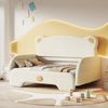 (Mit Matratze) Doppelbett in Bärenform, Polsterbett, Kinderbett, Tagesbett, Ausziehbett, mit weichen Schutzkanten, mit Holzlatten, Samt, Beige (140x105cm&140x200cm), Matratze aus weißem Schwamm Bild 3