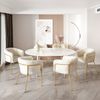 Merax Freizeitstuhl, 4er-set, Ankleide Stuhl, Wohnzimmer und Schlafzimmer, leichter Luxus, Esszimmerstuhl, mit vier Stützbeinen aus Metall, Kaninchendaunenimitat, beige Bild 3