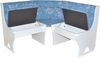 Truheneckbank "Anja 1W" 125x125 cm, Gestell Weiß, Stoff blau mit Blumendessin Bild 2