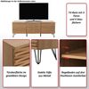 TV-Rack HWC-M49, Lowboard TV-Schrank, 3D-Design Staufächer, MDF Metall 52x142x44cm ~ Walnuss-Optik Bild 2