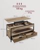 Vasagle Couchtisch, höhenverstellbarer Wohnzimmertisch, Kaffeetisch, mit Schubladen, offenes Fach,50x100 x (48-63)cm， kamelbraun-schwarz Bild 2