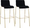 CLP 2er Set Barhocker Hover stapelbar Stoffbezug Vierfußgestell Goldoptik bis 150 kg,schwarz Bild 1