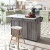 Merax 129x46(71)x91,5 cm Speisewagen Esstischwagen Sideboard, faltbare Arbeitsplatte, mit Aufbewahrungstür, Räder, austauschbaren Massivholzfüßen, weiß + grau Bild 3