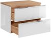 Waschtischunterschrank 81cm mit 2 Auszügen TOSKANA-56 in Hochglanz weiß mit Wotaneiche, B/H/T ca. 81/59,5/46 cm Bild 2