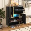 Moderner Schuhschrank, schwarzer Schuhschrank mit Hochglanzfront und 16-farbigem LED-Licht (80 x 25 x 96 cm) Bild 3