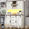 Hohes Sideboard mit LED-Beleuchtung, 115x40x174,7 cm, weiß, MDF/Metall Bild 4