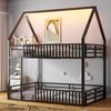 140x200 Haus-Etagenbett mit Zaun und LED-Licht, Schwarz Bild 5