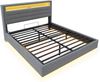 Polsterbett 140×200 cm mit hydraulischem Bettkasten, LED & USB, schwebende Optik, Grau, ohne Matratze Bild 4