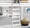 Homeline Etagenbett Hochbett mit Regal und Schreibtisch,massivholz, Etagenbett weiß Bild 2