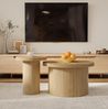 Couchtisch-Set 2-teilig rund mit Naturholzoptik, Nesttische - 66x66x40 cm Bild 2