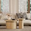 Couchtisch-Set 2-teilig rund mit Naturholzoptik, Nesttische - 66x66x40 cm Bild 4