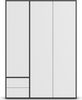 rauch Kleiderschrank Nabila, Drehtürenschrank, Garderobenschrank, 3-türig, 2 Schubkästen, mit 1 Kleiderstange und 3 Einlegeböden, Farbe Weiß/Grau metallic, Schwarz, mit Push-to-Open Funktion, 140x194x53cm Bild 2