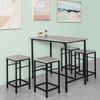 SoBuy OGT11-HG Bartisch-Set mit 4 Hockern, MDF, PVC-Beschichtung, Grau, 100 x 87 x 60 cm Bild 4