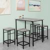 SoBuy OGT11-HG Bartisch-Set mit 4 Hockern, MDF, PVC-Furnier, Grau, 100 x 87 x 60 cm Bild 4
