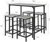 SoBuy OGT11-HG Bartisch-Set mit 4 Hockern, MDF, PVC-Beschichtung, Grau, 100 x 87 x 60 cm Bild 3