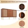Merax Kommode Holz mit 2 Türen und 3 Schubladen, Sideboard mit verstellbaren Einlegeböden, Rattangeflecht, B:150cm Bild 3