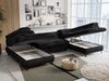 Ecksofa U-Form, mit Bettkasten, Bettfunktion und Einstellbare Kopfstützen, Sofa big XXL - PETER U - Schwarz Plüsch - Topper T25 Bild 3