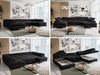 Ecksofa U-Form, mit Bettkasten, Bettfunktion und Einstellbare Kopfstützen, Sofa big XXL - PETER U - Schwarz Plüsch - Topper T25 Bild 2