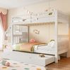 Etagenbett mit ausziehbarem Rollbett & Treppenregal, EN 747-1, weiß, 90x200 cm Bild 3