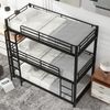 Flieks Etagenbett, Einzelbett Kinderbett Metallbett Dreierbett mit Lattenrost 90x200cm Bild 3