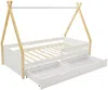 Vente-unique - LUANCO Bett Holz, PlatteHolz, Platte BeigeWeiß - B 97 cm x H 144 cm x L 199,5 cm Bild 5