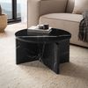 Couchtisch 60x60x33cm Rund Marmor-Optik Schwarz Modern Design Bild 2