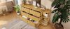 Sideboard 160x40x75 cm, Eiche-Optik mit 6 Schubladen, Bambusregalen und höhenverstellbaren Füßen,Eiche Bild 5